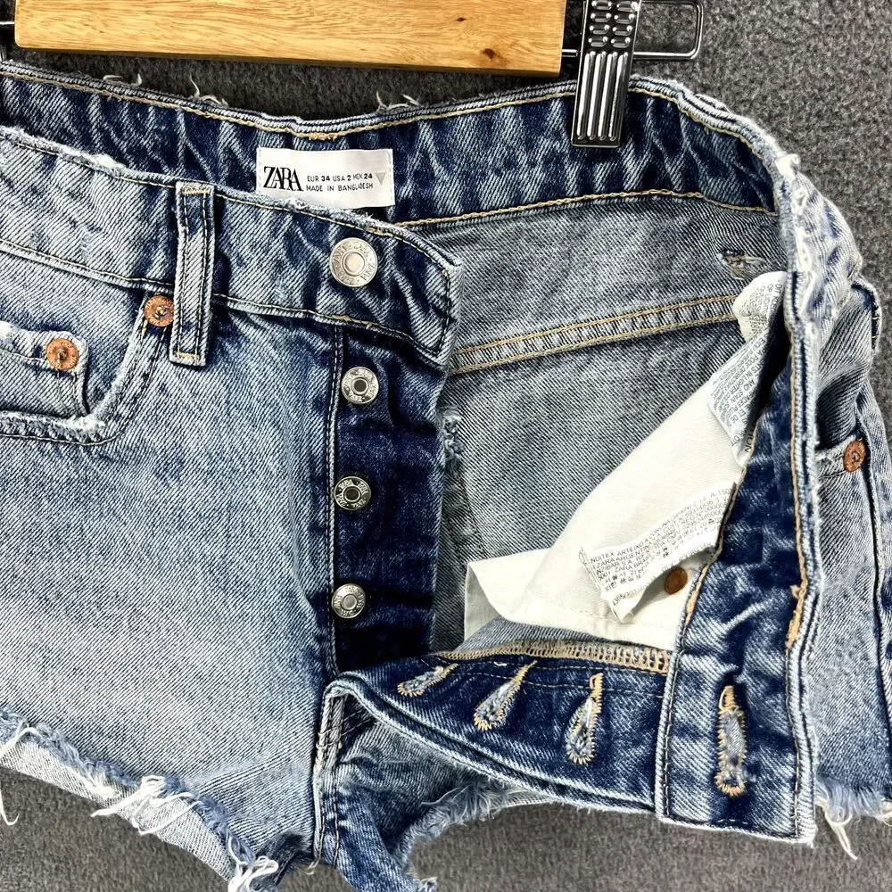 ZARA‎ Outfit Top Small Shorts 2 Jeans womens Pink Blue knit sleeveless raw denim